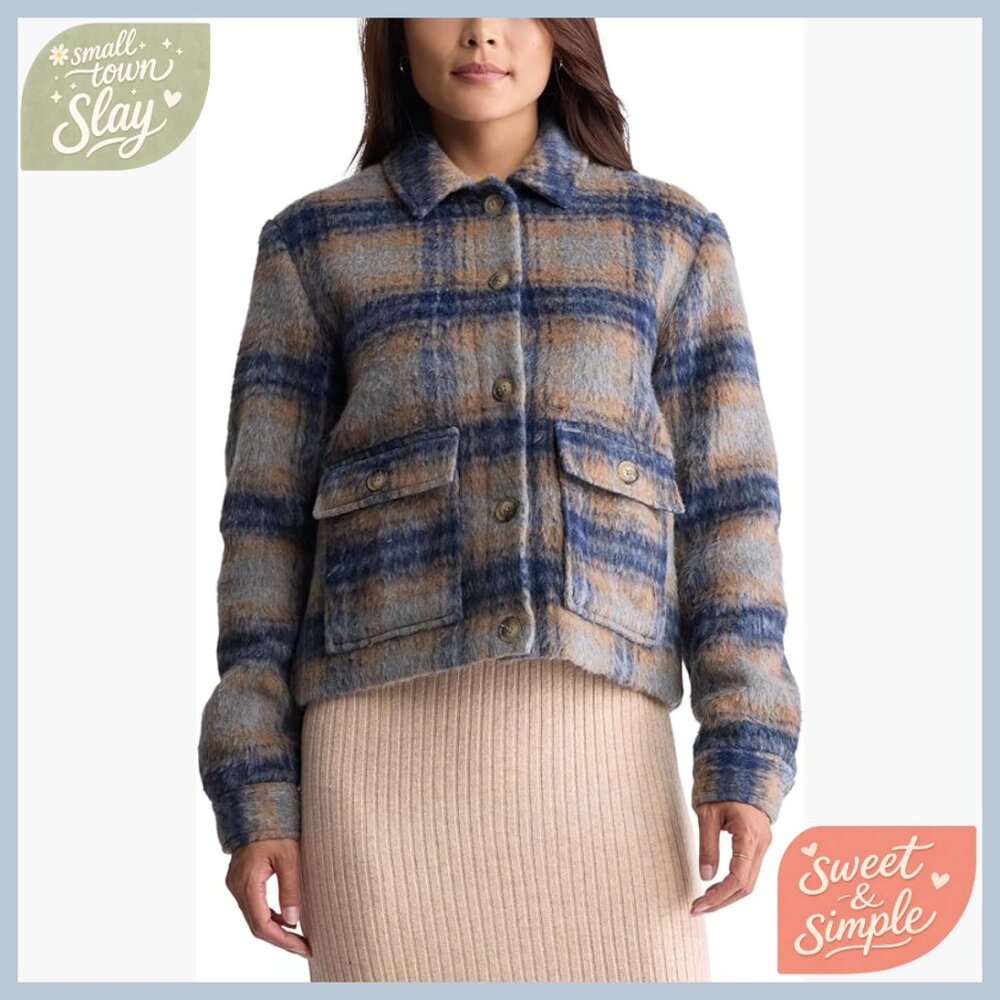 Long Sleeve Shacket, Polyester, Relaxed Fit, Button Front, Pockets, Fall